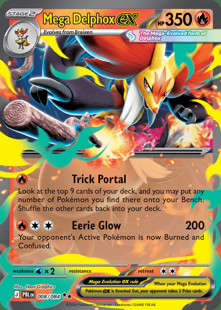 Mega Delphox ex 008 — Pitch Black (English Pokémon TCG card)
