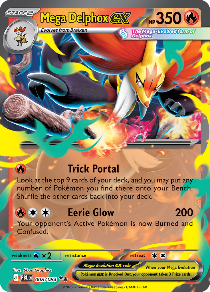 Mega Delphox ex 008 — Pitch Black (English Pokémon TCG card)