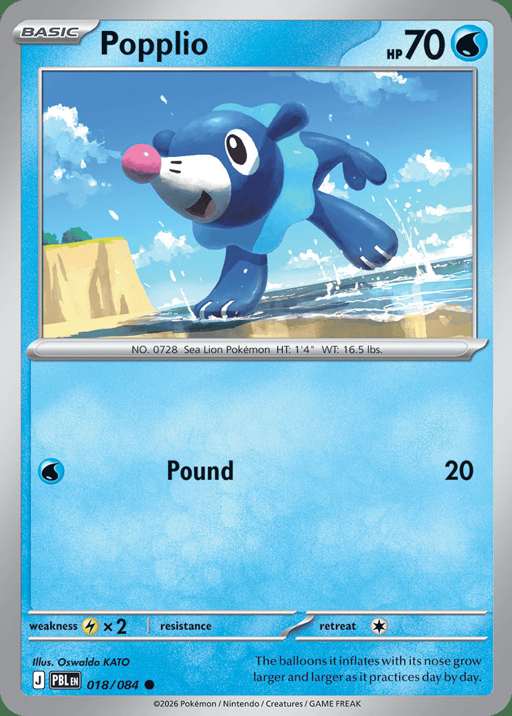 Popplio 018 — Pitch Black (English Pokémon TCG card)