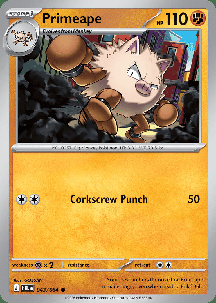 Primeape 043 — Pitch Black (English Pokémon TCG card)