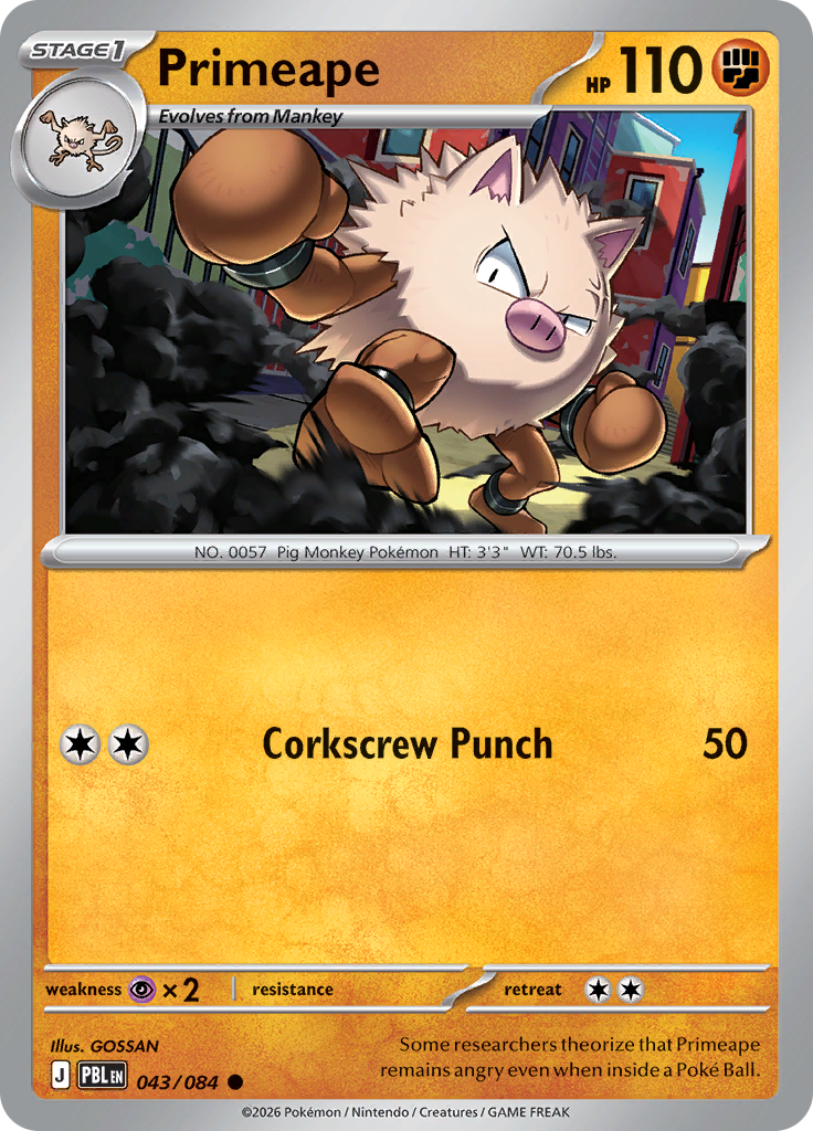 Primeape 043 — Pitch Black (English Pokémon TCG card)