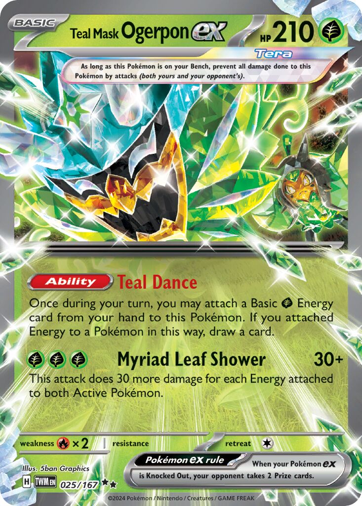 Teal Mask Ogerpon ex 025 — Play! Pokémon Prize Pack Series Seven (English Pokémon TCG card)