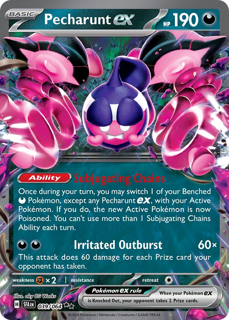 Pecharunt ex 039 — Play! Pokémon Prize Pack Series Six (English Pokémon TCG card)