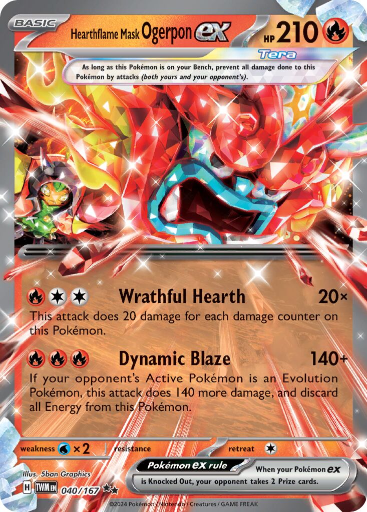Hearthflame Mask Ogerpon ex 040 — Play! Pokémon Prize Pack Series Six (English Pokémon TCG card)