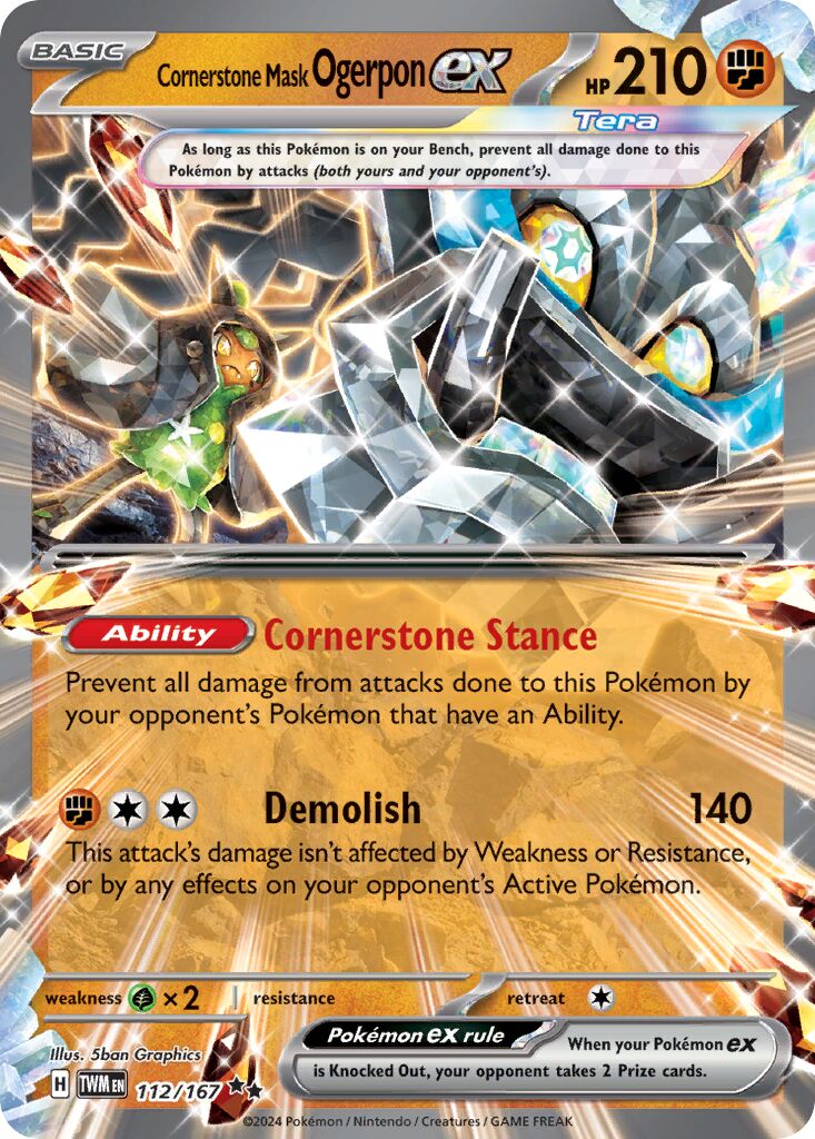 Cornerstone Mask Ogerpon ex 112 — Play! Pokémon Prize Pack Series Six (English Pokémon TCG card)
