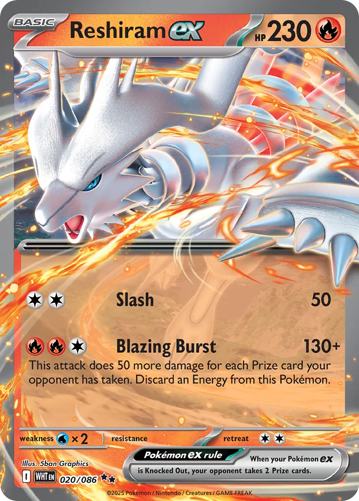 Reshiram ex 020 — Play! Pokémon Prize Pack Series Eight (English Pokémon TCG card)