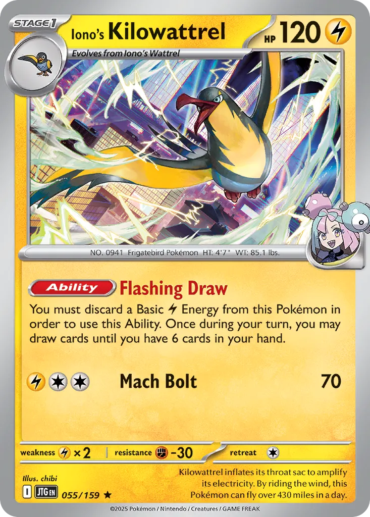Iono's Kilowattrel 055 — Play! Pokémon Prize Pack Series Eight (English Pokémon TCG card)