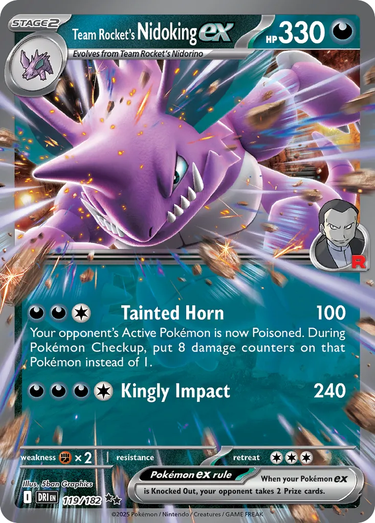 Team Rocket's Nidoking ex 119 — Play! Pokémon Prize Pack Series Eight (English Pokémon TCG card)