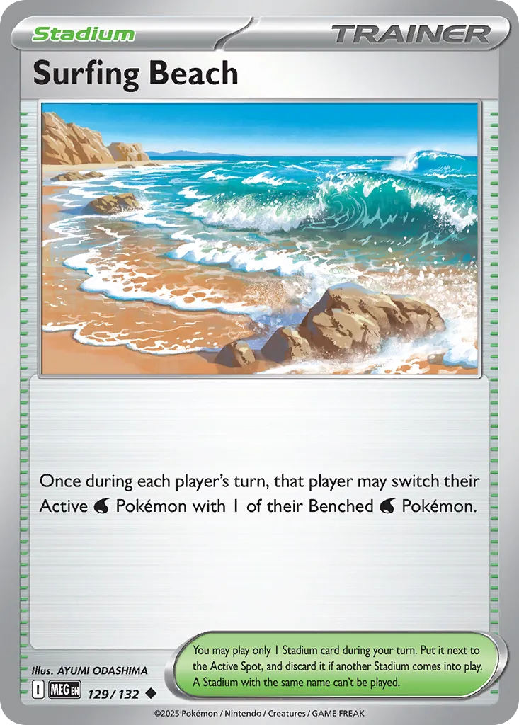 Surfing Beach 129 — Play! Pokémon Prize Pack Series Eight (English Pokémon TCG card)
