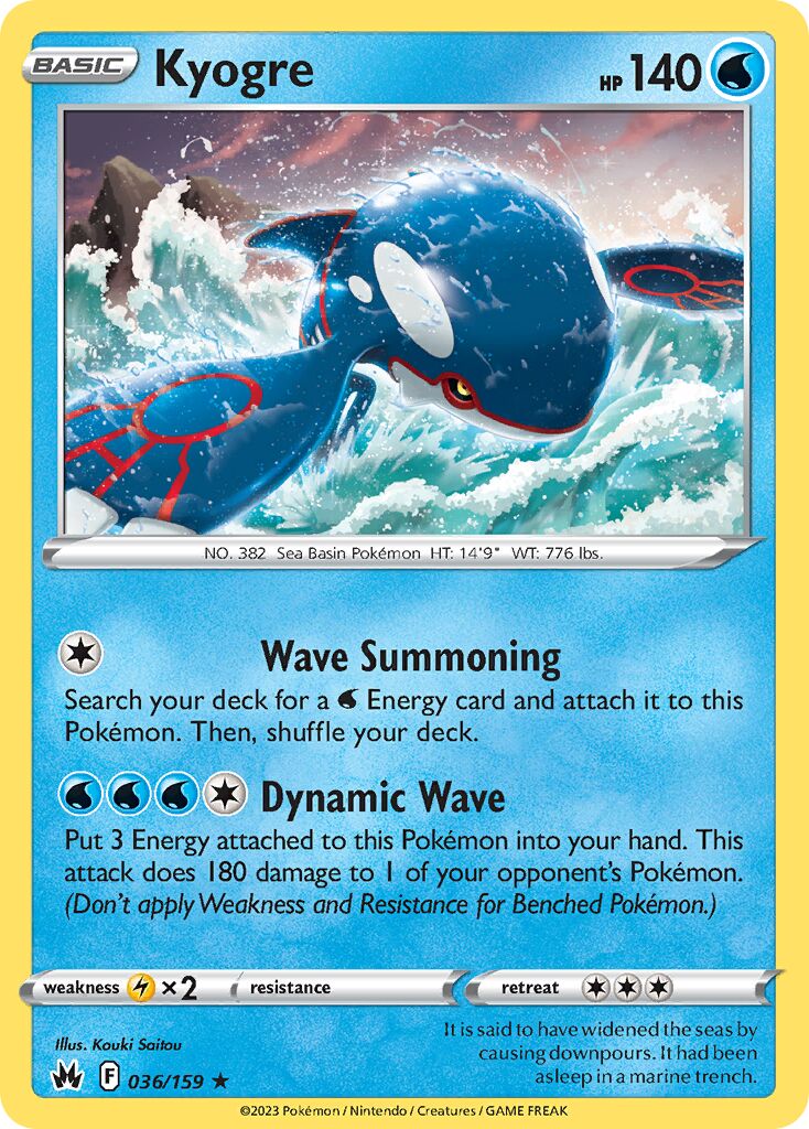 Kyogre 036 — Play! Pokémon Prize Pack Series Four (English Pokémon TCG card)