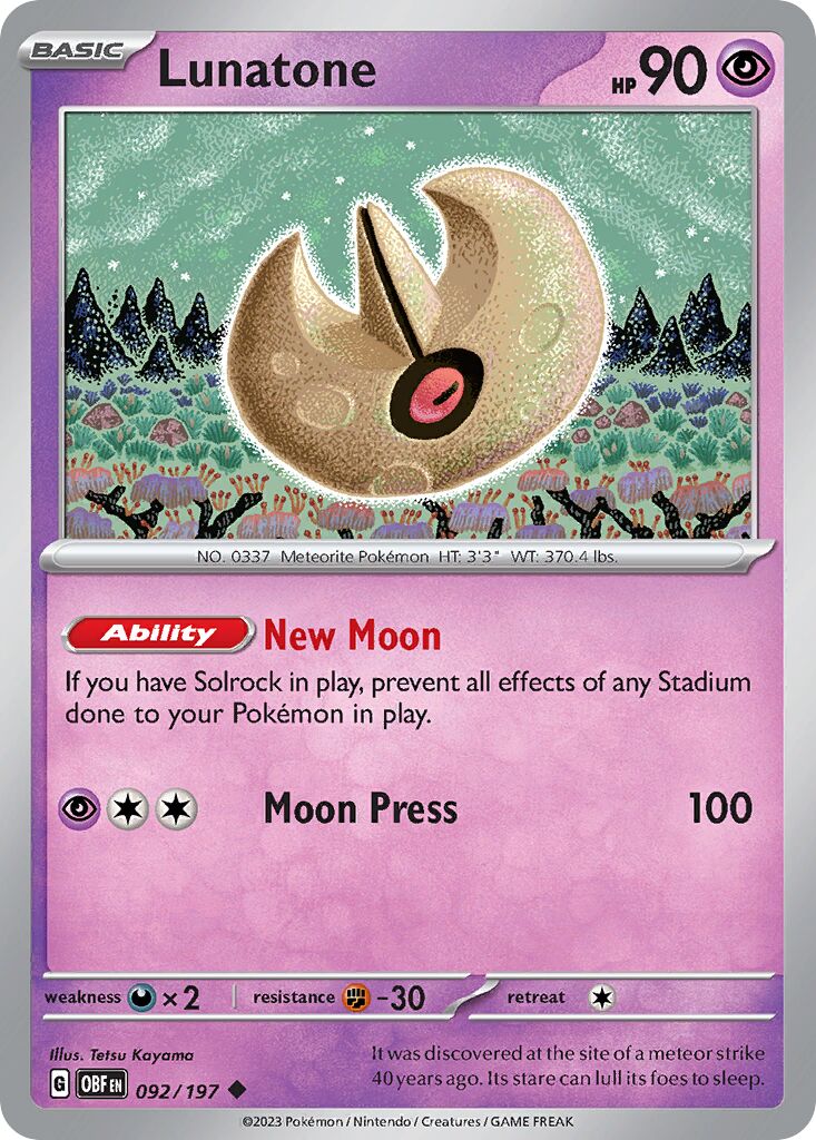 Lunatone 092 — Play! Pokémon Prize Pack Series Four (English Pokémon TCG card)