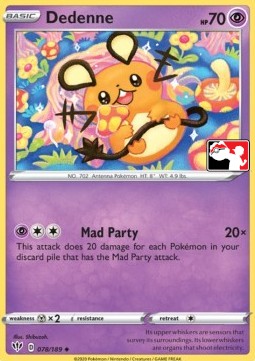 Dedenne 078 — Play! Pokémon Prize Pack Series One (English Pokémon TCG card)