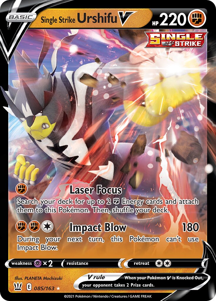 Single Strike Urshifu V 085 — Play! Pokémon Prize Pack Series One (English Pokémon TCG card)