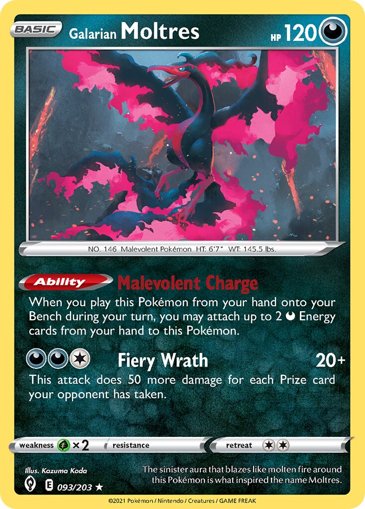 Galarian Moltres 093 — Play! Pokémon Prize Pack Series One (English Pokémon TCG card)