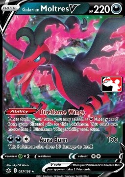 Galarian Moltres V 097 — Play! Pokémon Prize Pack Series One (English Pokémon TCG card)