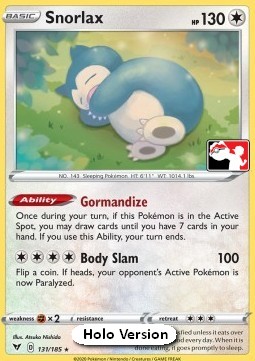 Snorlax 131 — Play! Pokémon Prize Pack Series One (English Pokémon TCG card)
