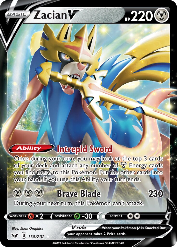 Zacian V 138 — Play! Pokémon Prize Pack Series One (English Pokémon TCG card)