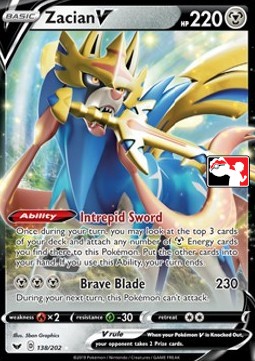 Zacian V 138 — Play! Pokémon Prize Pack Series One (English Pokémon TCG card)