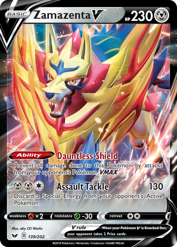 Zamazenta V 139 — Play! Pokémon Prize Pack Series One (English Pokémon TCG card)