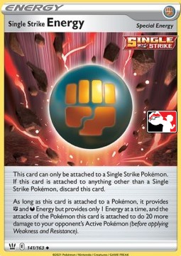 Single Strike Energy 141 — Play! Pokémon Prize Pack Series One (English Pokémon TCG card)