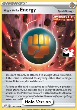 Single Strike Energy 141 — Play! Pokémon Prize Pack Series One (English Pokémon TCG card)