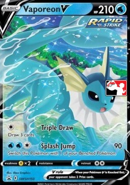 Vaporeon V 150 — Play! Pokémon Prize Pack Series One (English Pokémon TCG card)