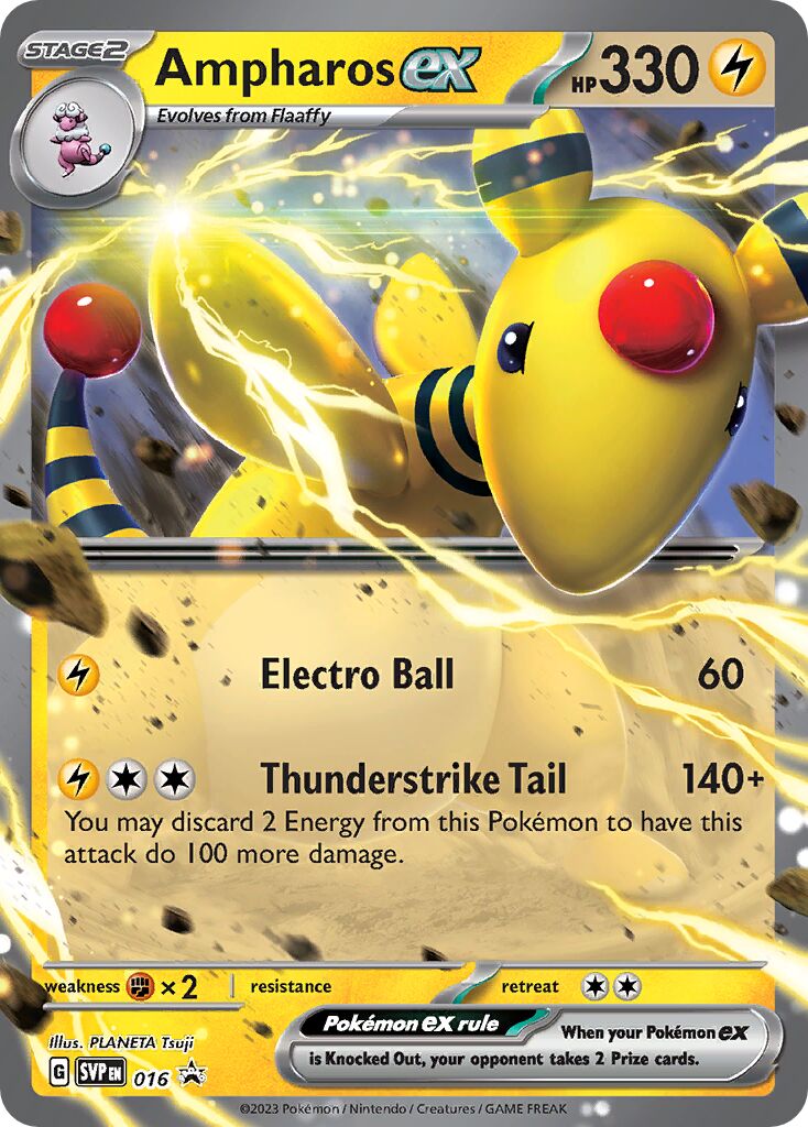 Ampharos ex 016 — Play! Pokémon Prize Pack Series Three (English Pokémon TCG card)
