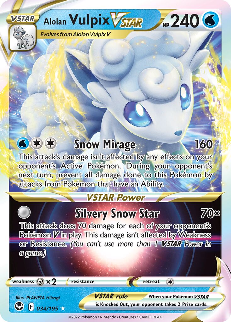 Alolan Vulpix VSTAR 034 — Play! Pokémon Prize Pack Series Three (English Pokémon TCG card)