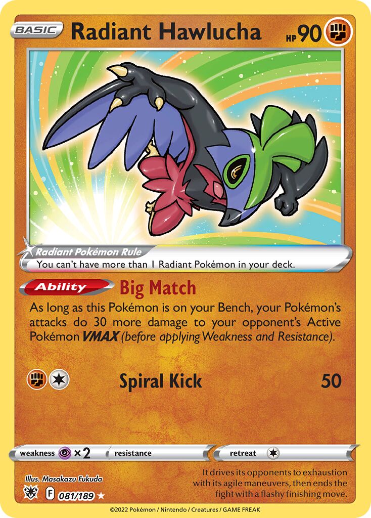 Radiant Hawlucha 081 — Play! Pokémon Prize Pack Series Three (English Pokémon TCG card)