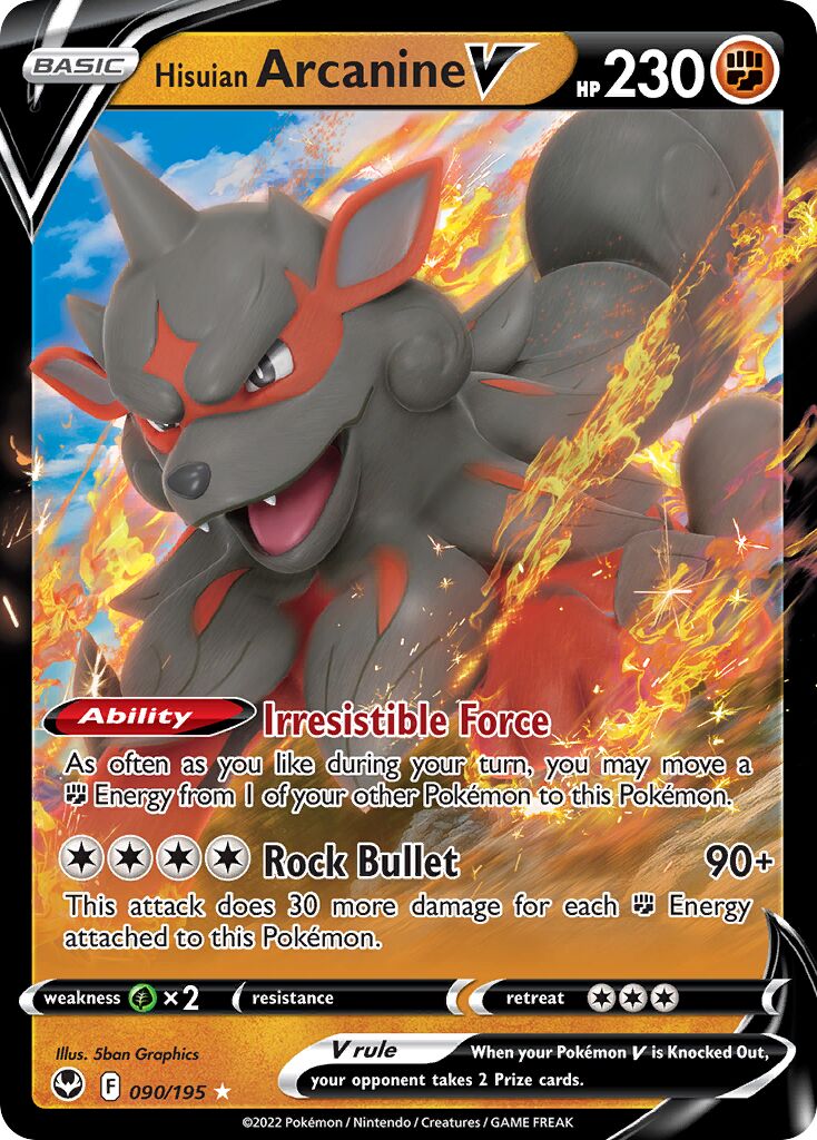 Hisuian Arcanine V 090 — Play! Pokémon Prize Pack Series Three (English Pokémon TCG card)