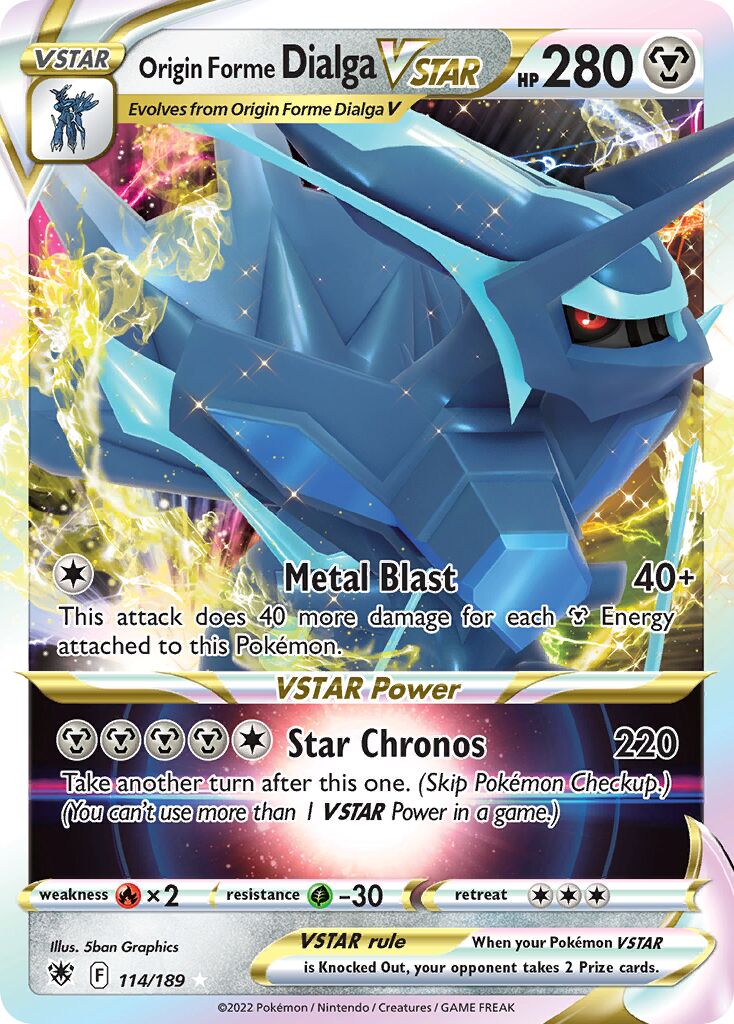 Origin Forme Dialga VSTAR 114 — Play! Pokémon Prize Pack Series Three (English Pokémon TCG card)
