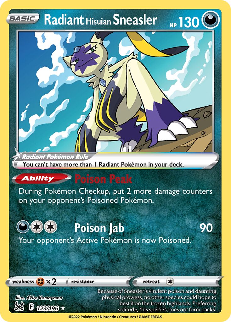 Radiant Hisuian Sneasler 123 — Play! Pokémon Prize Pack Series Three (English Pokémon TCG card)