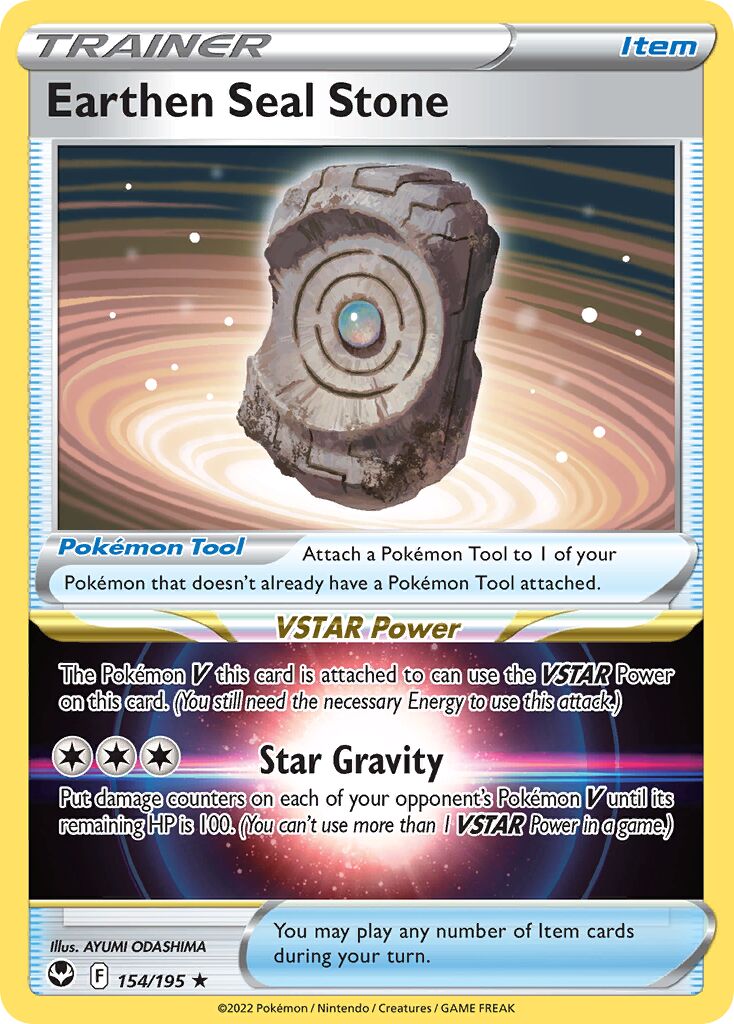 Earthen Seal Stone 154 — Play! Pokémon Prize Pack Series Three (English Pokémon TCG card)