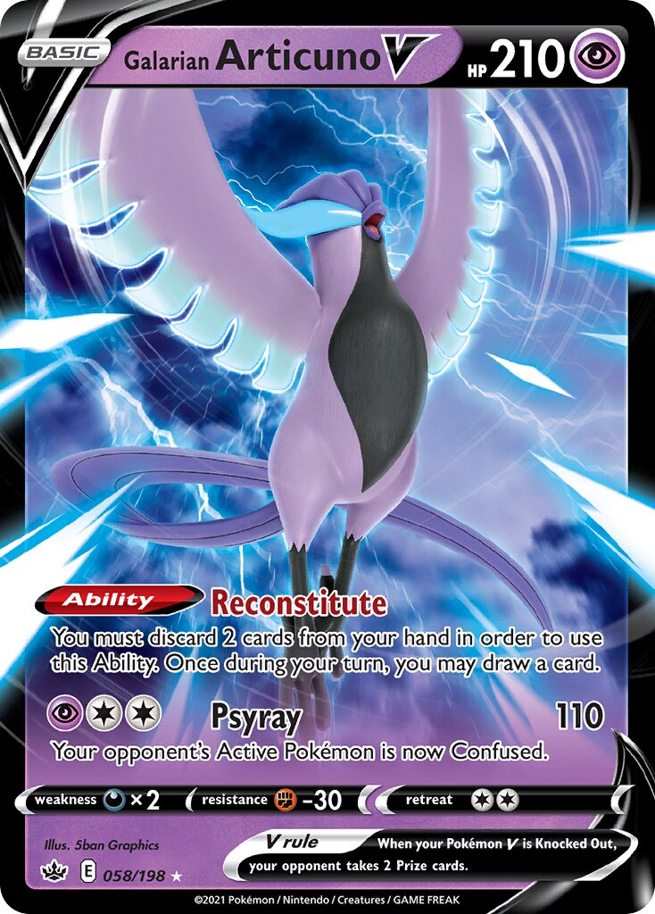 Galarian Articuno V 058 — Play! Pokémon Prize Pack Series Two (English Pokémon TCG card)