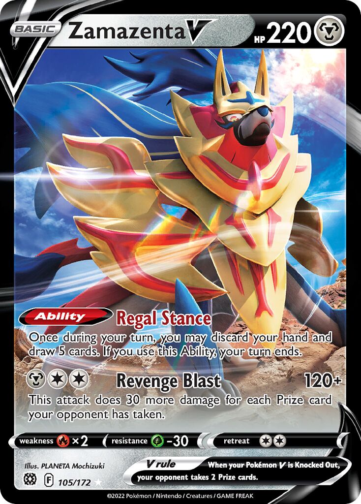 Zamazenta V 105 — Play! Pokémon Prize Pack Series Two (English Pokémon TCG card)