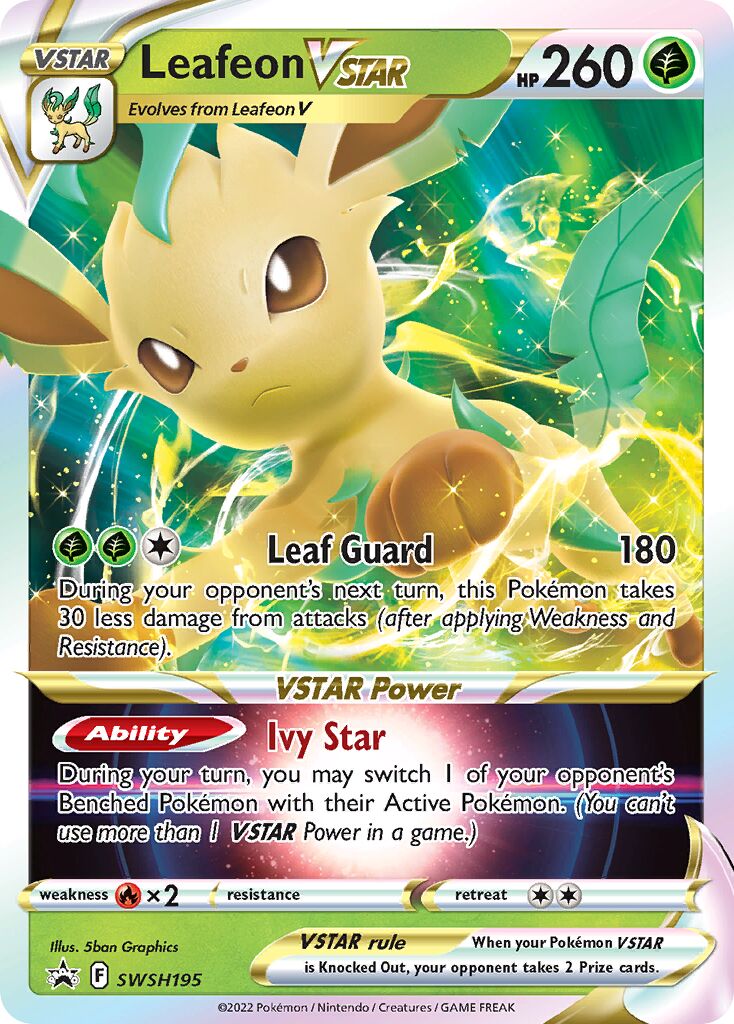 Leafeon VSTAR 195 — Play! Pokémon Prize Pack Series Two (English Pokémon TCG card)