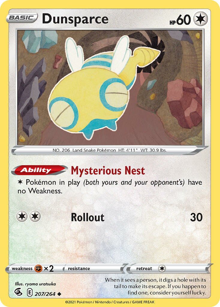Dunsparce 207 — Play! Pokémon Prize Pack Series Two (English Pokémon TCG card)