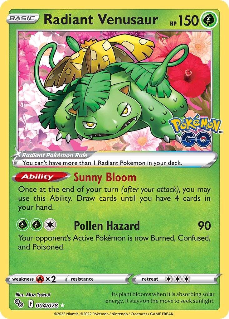 Radiant Venusaur 004/88 — Pokémon GO (English Pokémon TCG card)
