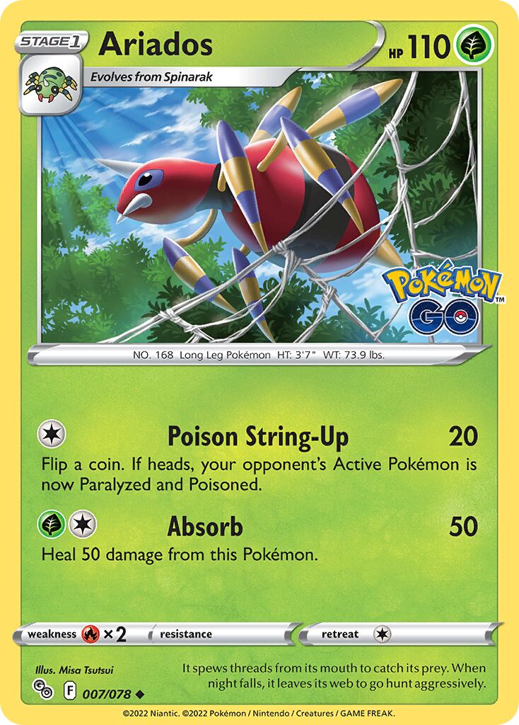 Ariados 007/88 — Pokémon GO (English Pokémon TCG card)