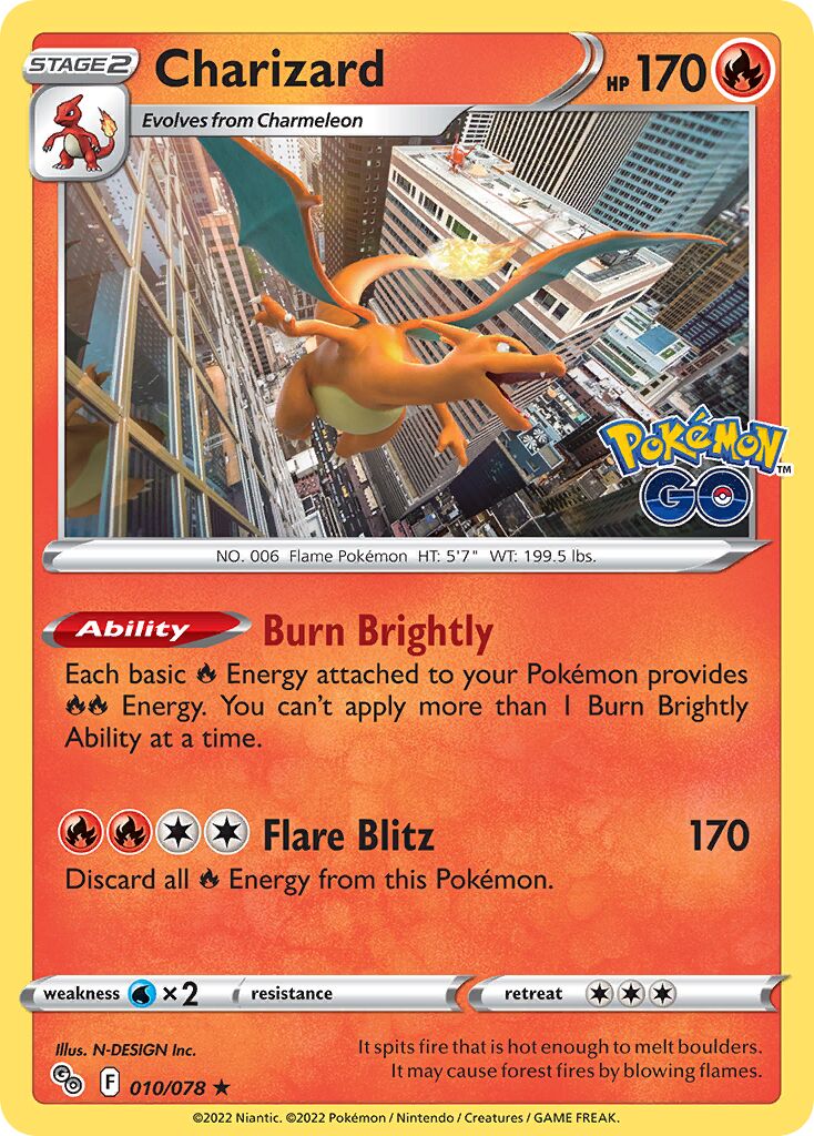 Charizard 010/88 — Pokémon GO (English Pokémon TCG card)