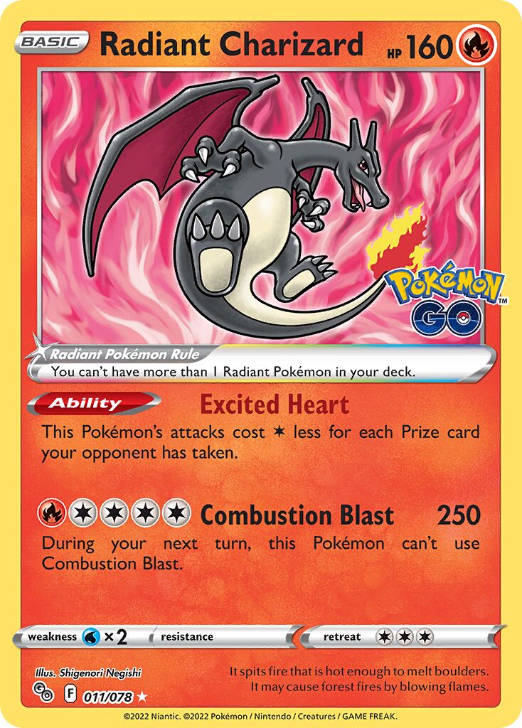 Radiant Charizard 011/88 — Pokémon GO (English Pokémon TCG card)