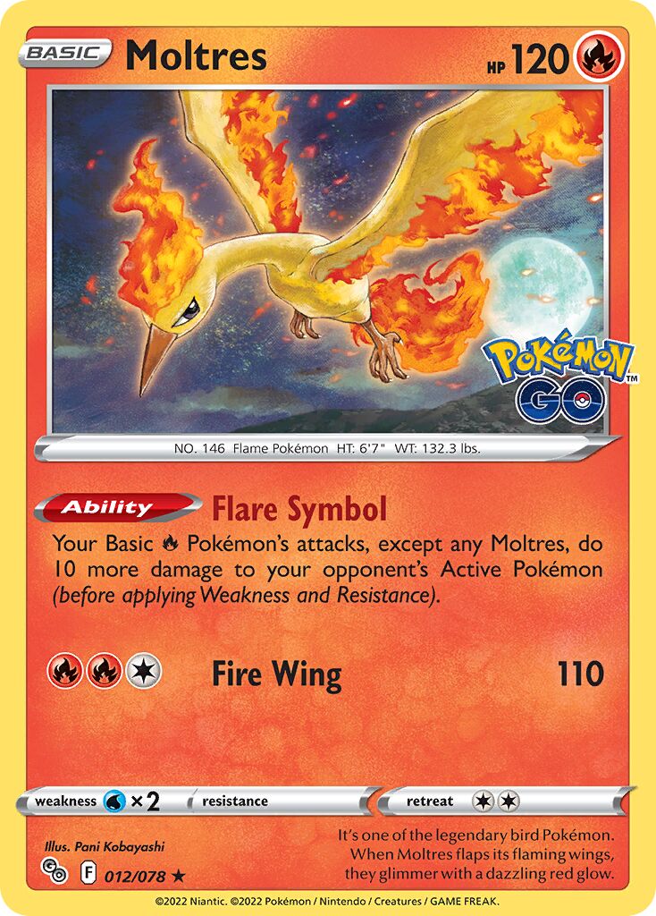 Moltres 012/88 — Pokémon GO (English Pokémon TCG card)