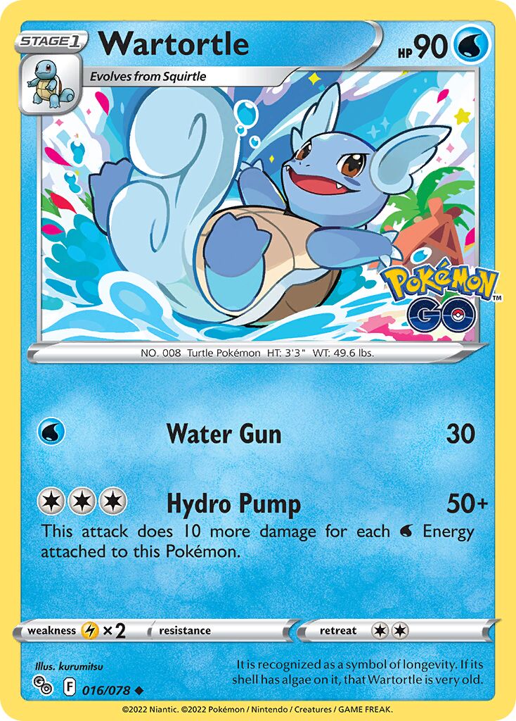 Wartortle 016/88 — Pokémon GO (English Pokémon TCG card)