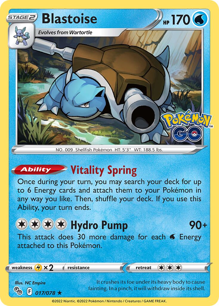 Blastoise 017/88 — Pokémon GO (English Pokémon TCG card)