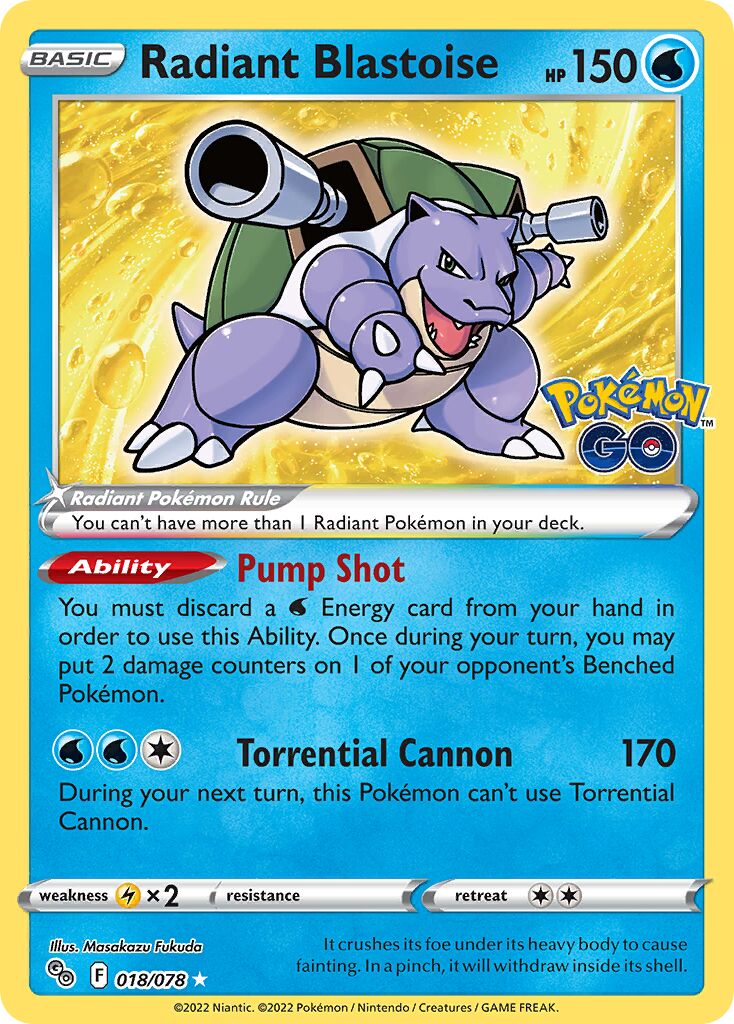 Radiant Blastoise 018/88 — Pokémon GO (English Pokémon TCG card)