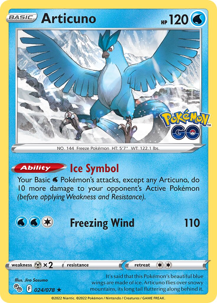 Articuno 024/88 — Pokémon GO (English Pokémon TCG card)