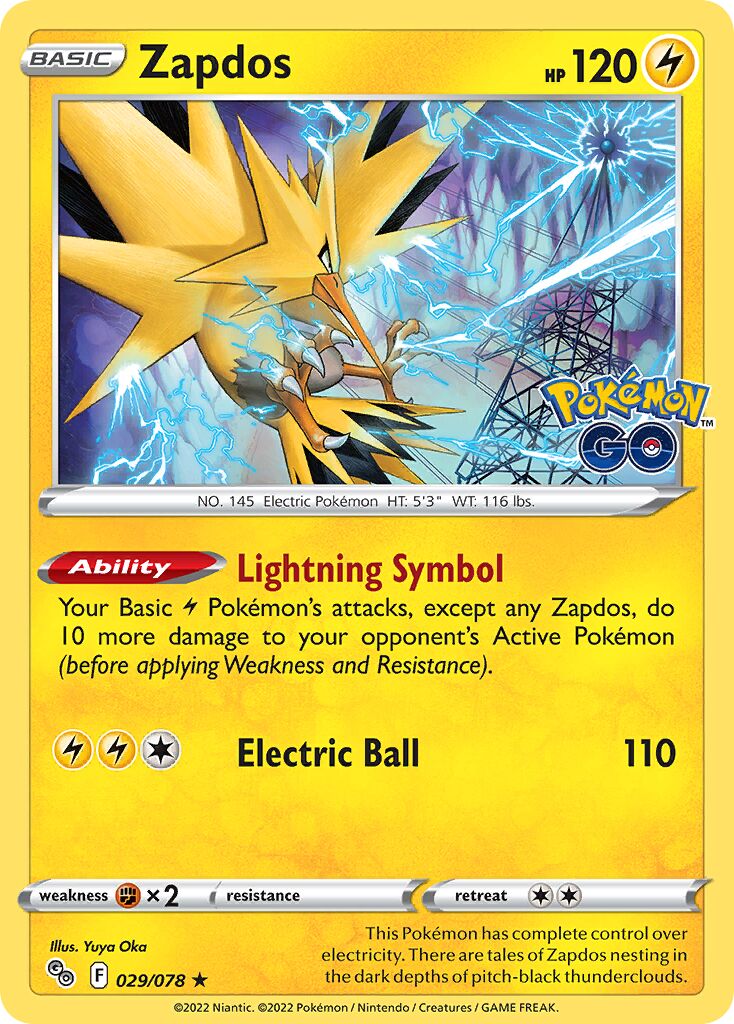 Zapdos 029/88 — Pokémon GO (English Pokémon TCG card)