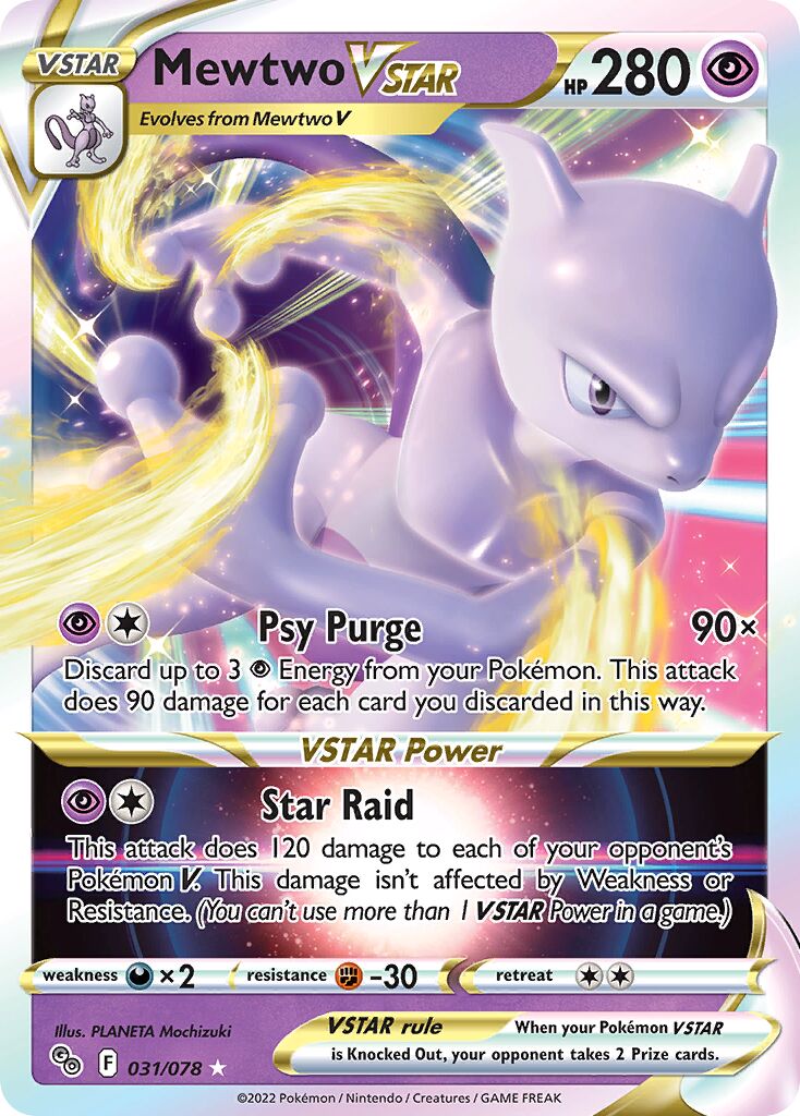Mewtwo VSTAR 031/88 — Pokémon GO (English Pokémon TCG card)