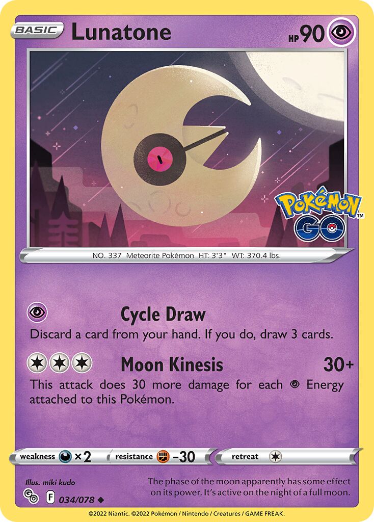 Lunatone 034/88 — Pokémon GO (English Pokémon TCG card)