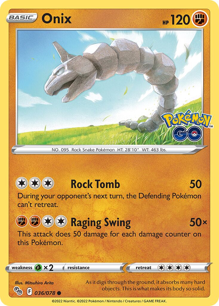 Onix 036/88 — Pokémon GO (English Pokémon TCG card)